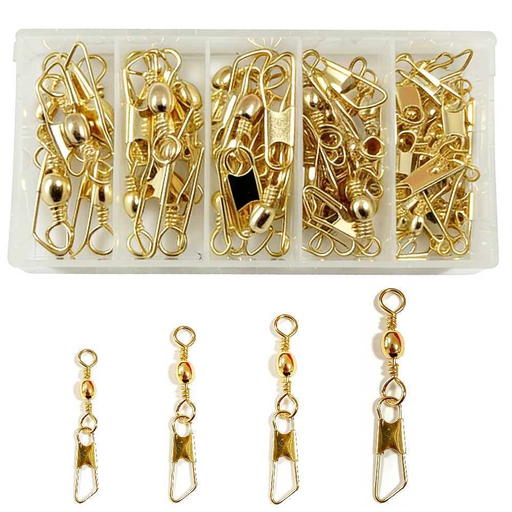 Fishing Lure Accessories - 50Pcs Gold Fishing Barrel Swivel with