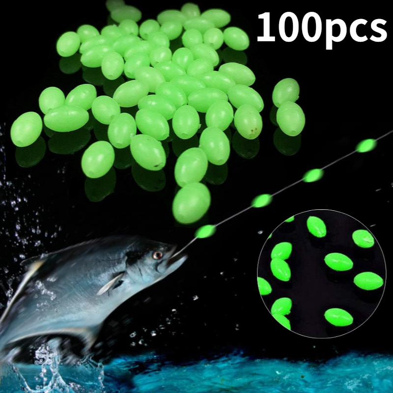 Fishing Lure Accessories - 100pcs/lot Oval Night Luminous Fishing Beads