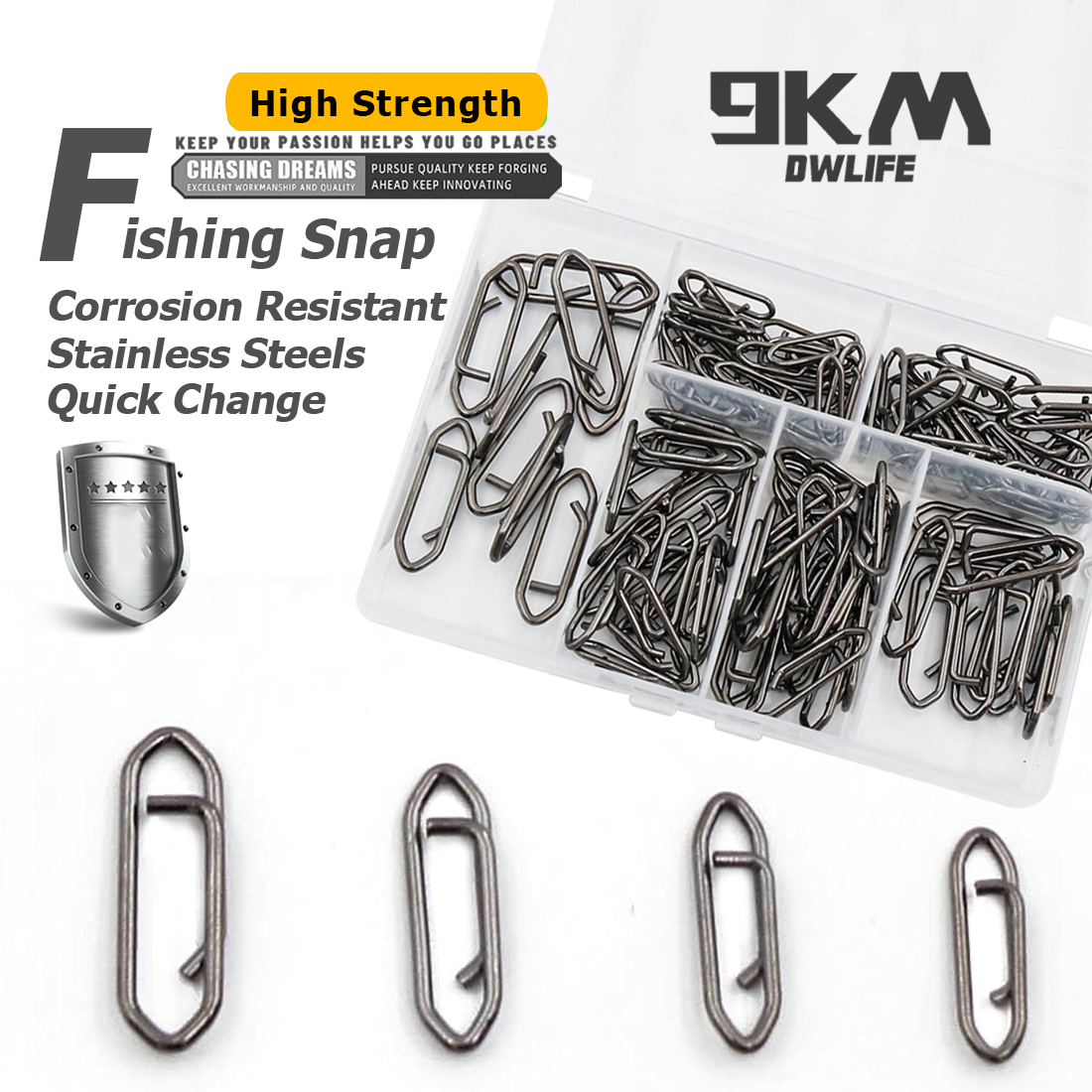 Fishing Lure Kit - 9KM Fishing Snap Kit 110pcs Stainless