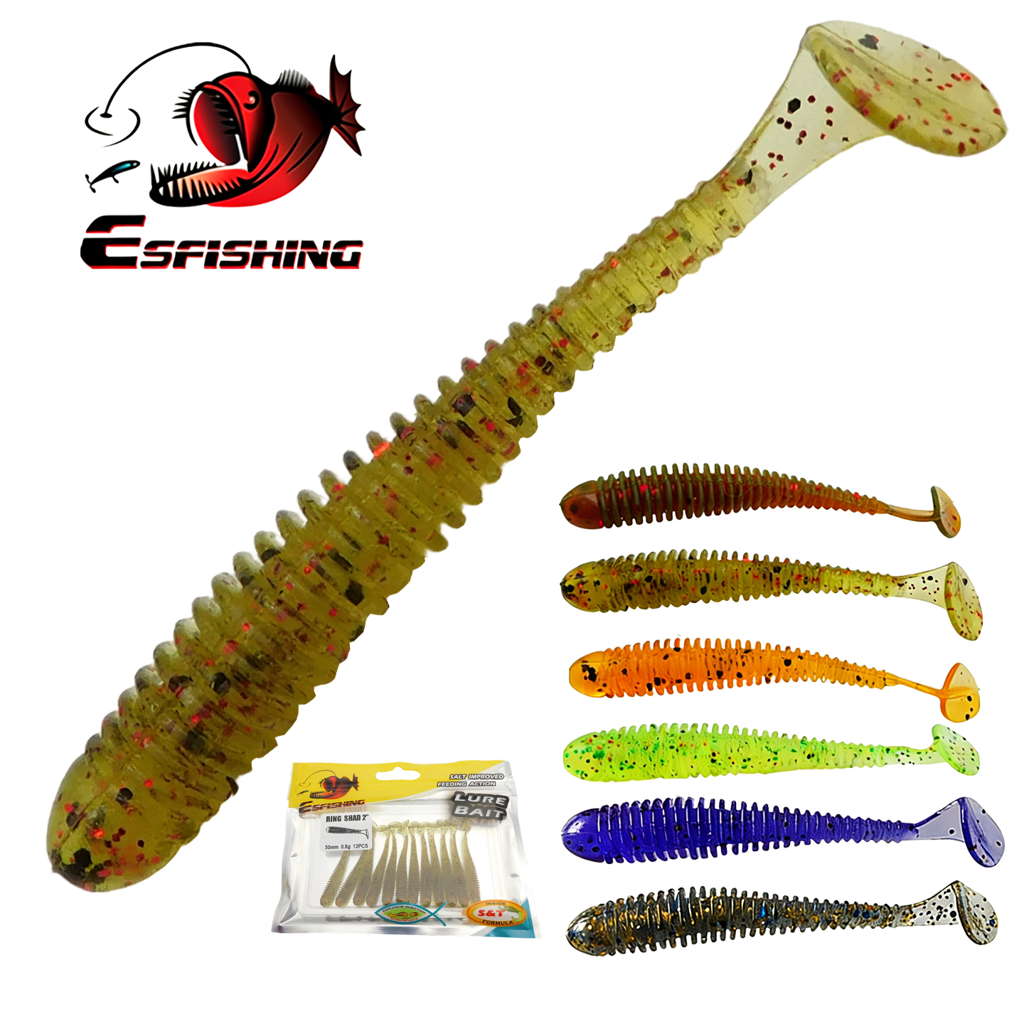 Fishing Lure Soft Plastic - ESFISHING Xoay Va Đập Vòng Shad