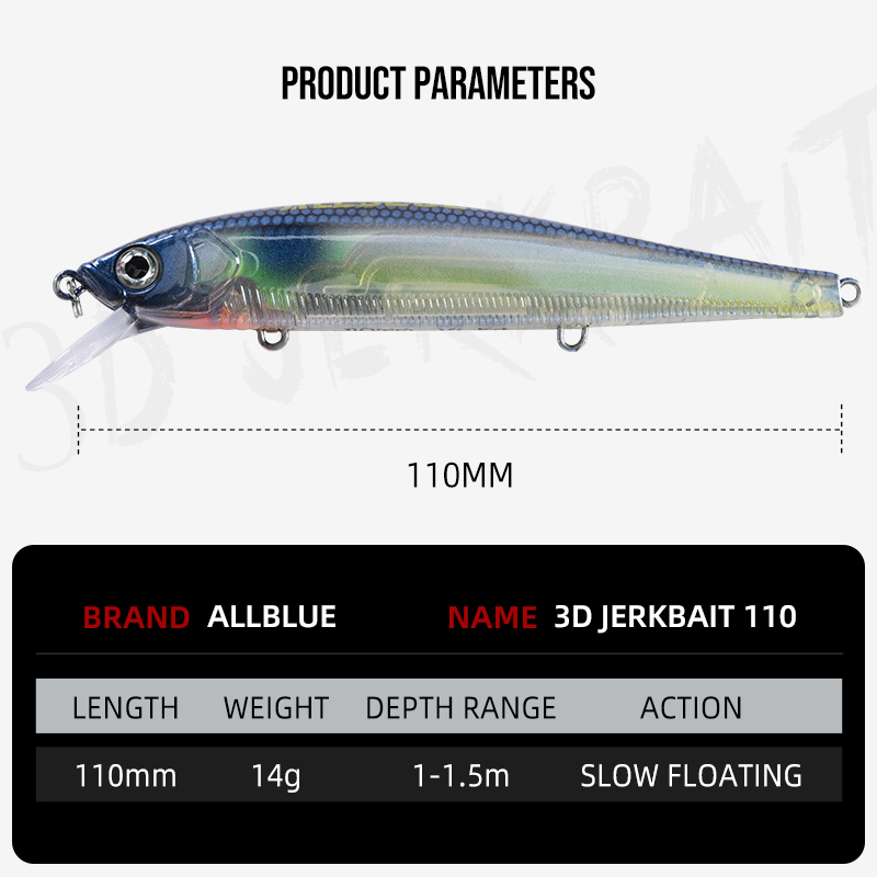 ALLBLUE 3D Jerkbait Wobbler Fi - đánh giá và giá Fishing Lure Jerkbait