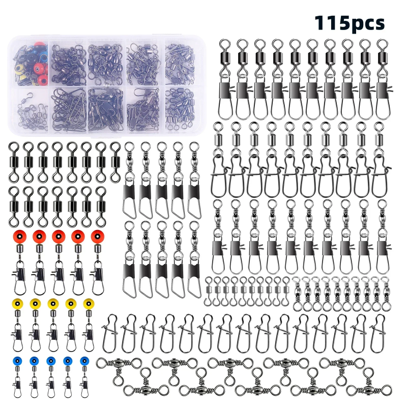 115pcs Fishing Swivel Connecto - đánh giá và giá Fishing Lure Box