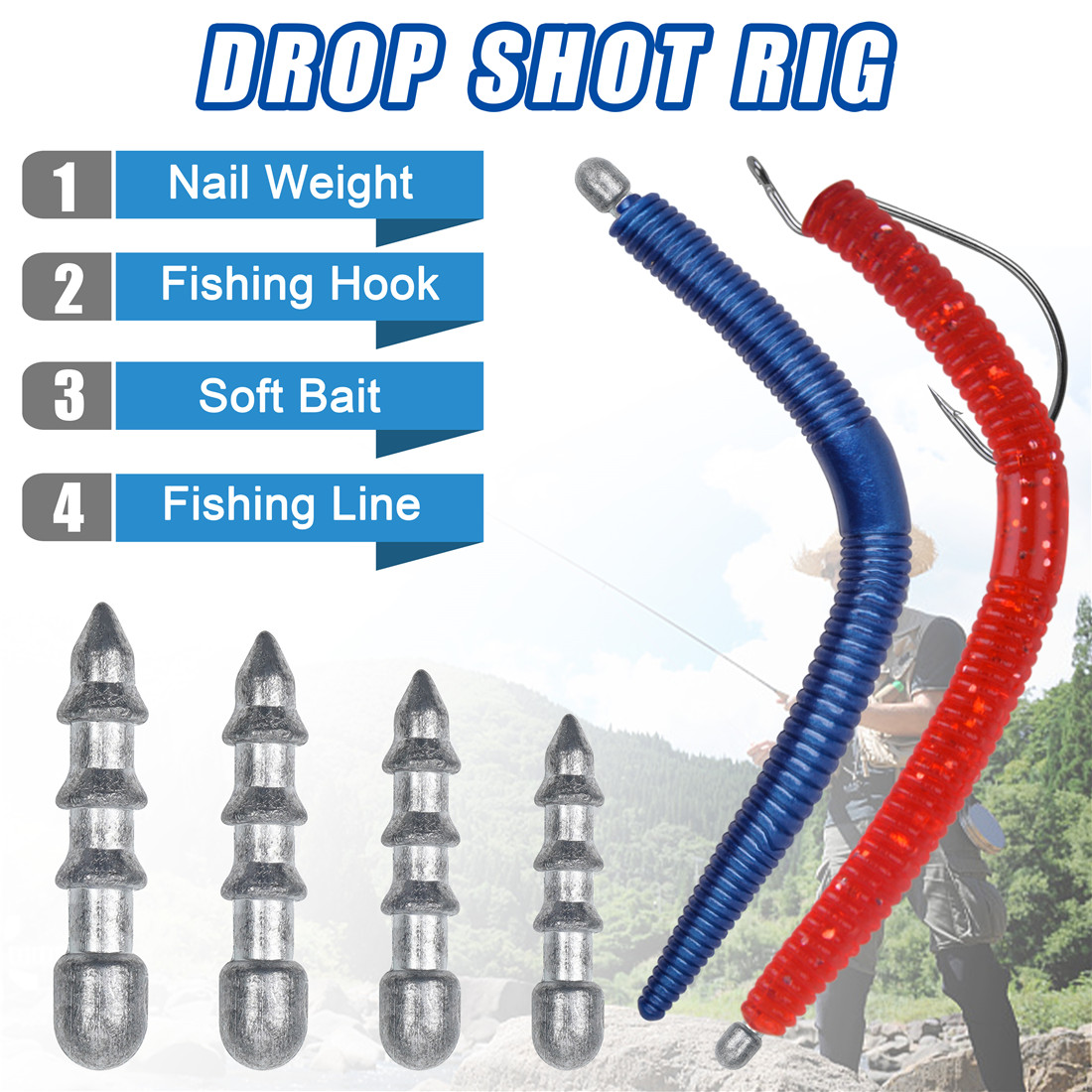 60PCS Nail weights Worm Fishin - đánh giá và giá Fishing Lure Accessories