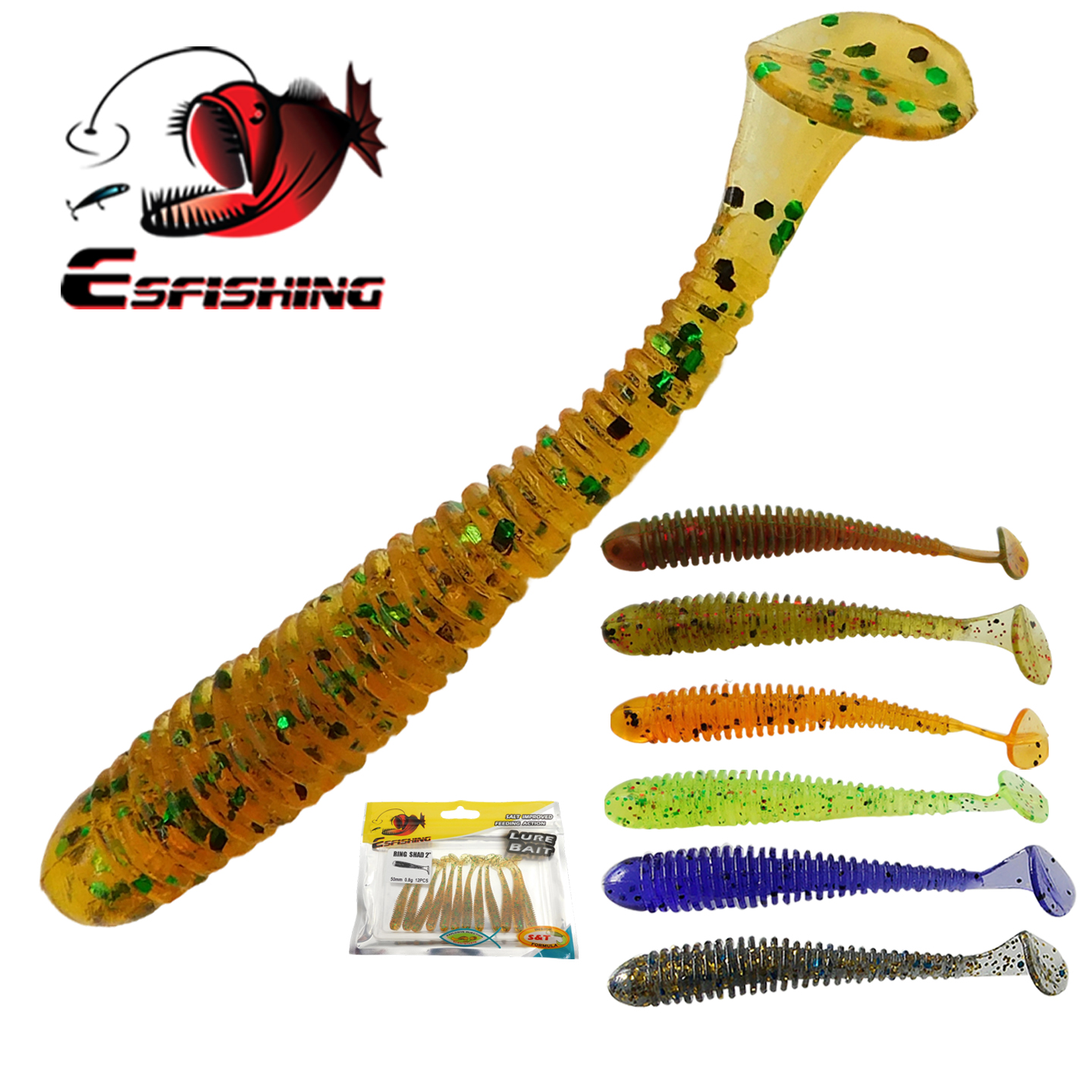 ESFISHING Xoay Va Đập Vòng Sha - đánh giá và giá Fishing Lure Soft Plastic